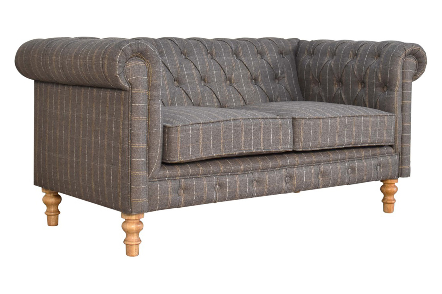 Artisan Chesterfield Sofa with 2 Seater - Pewter, Tweed