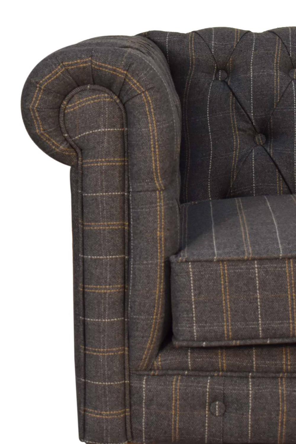 Artisan Chesterfield Sofa with 2 Seater - Pewter, Tweed