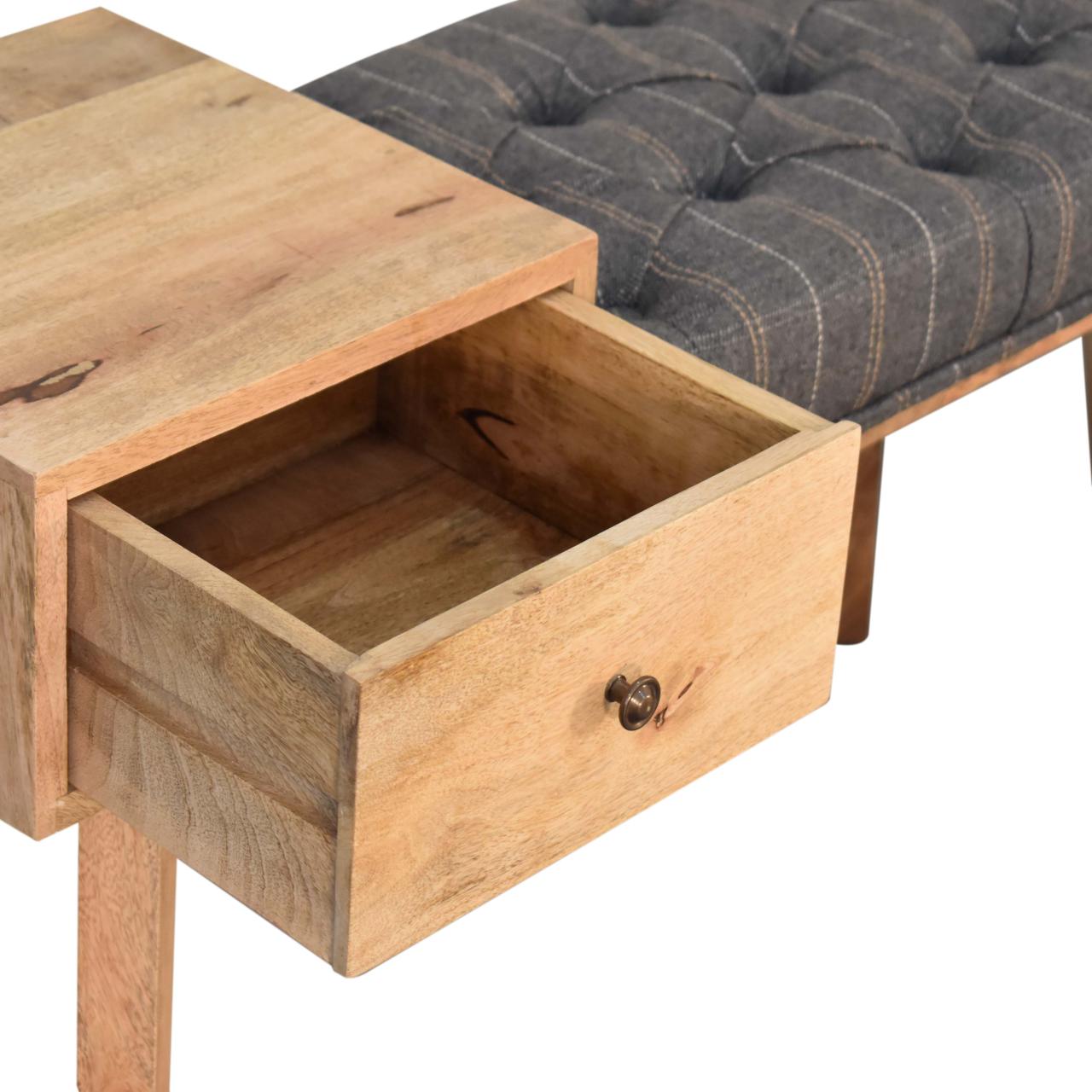 Artisan - Bench with 1 Drawer in Pewter, Tweed