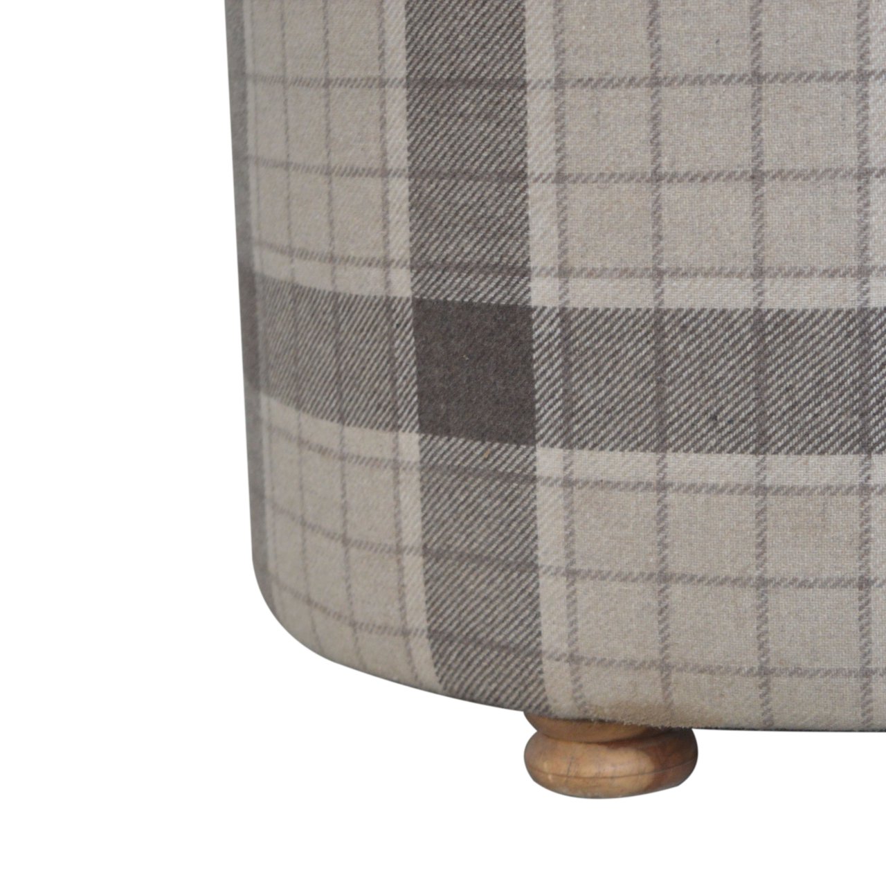 Artisan - Deep Button Round Checked Footstool