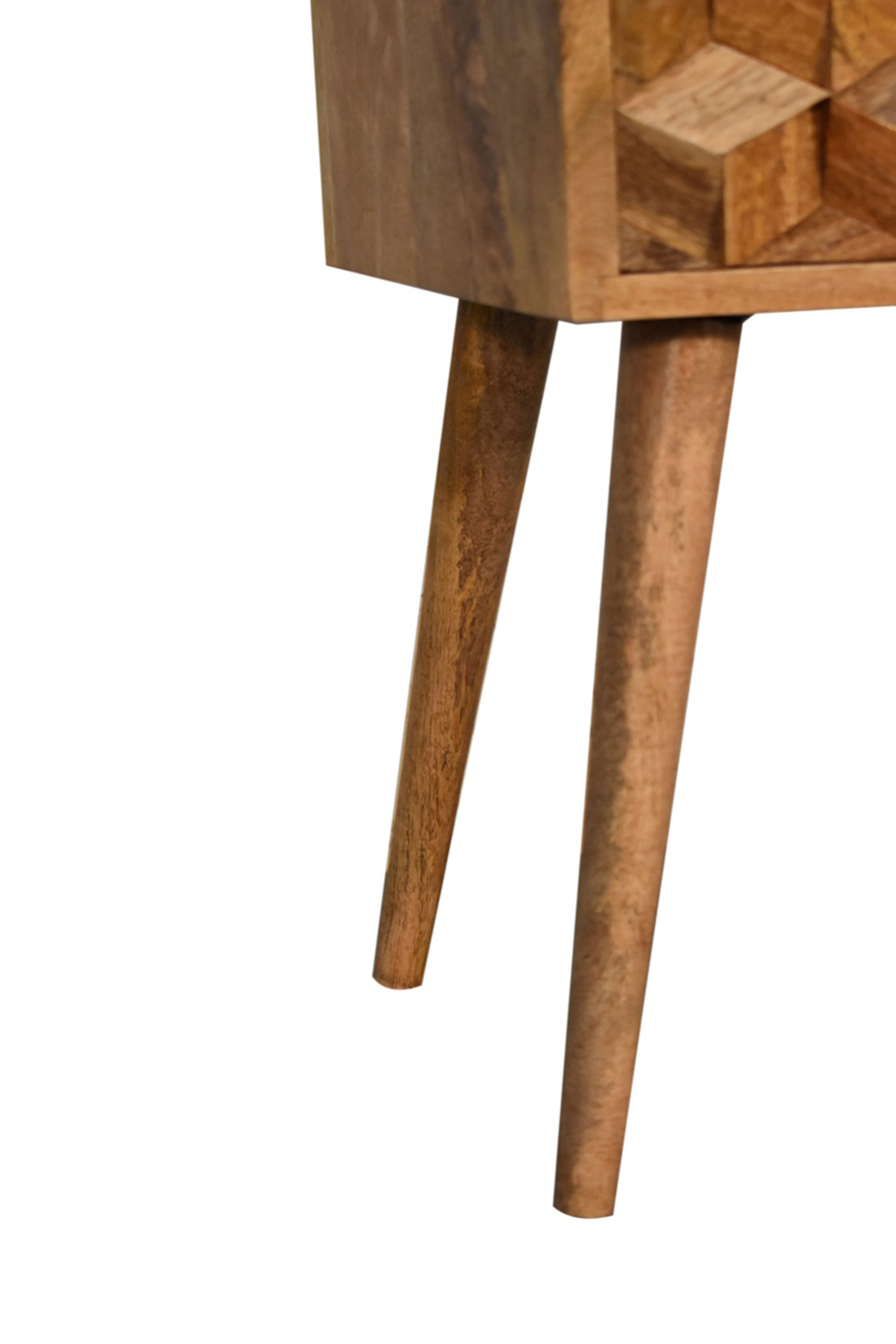 Artisan Cube Carved Mini Bedside - Oak-ish