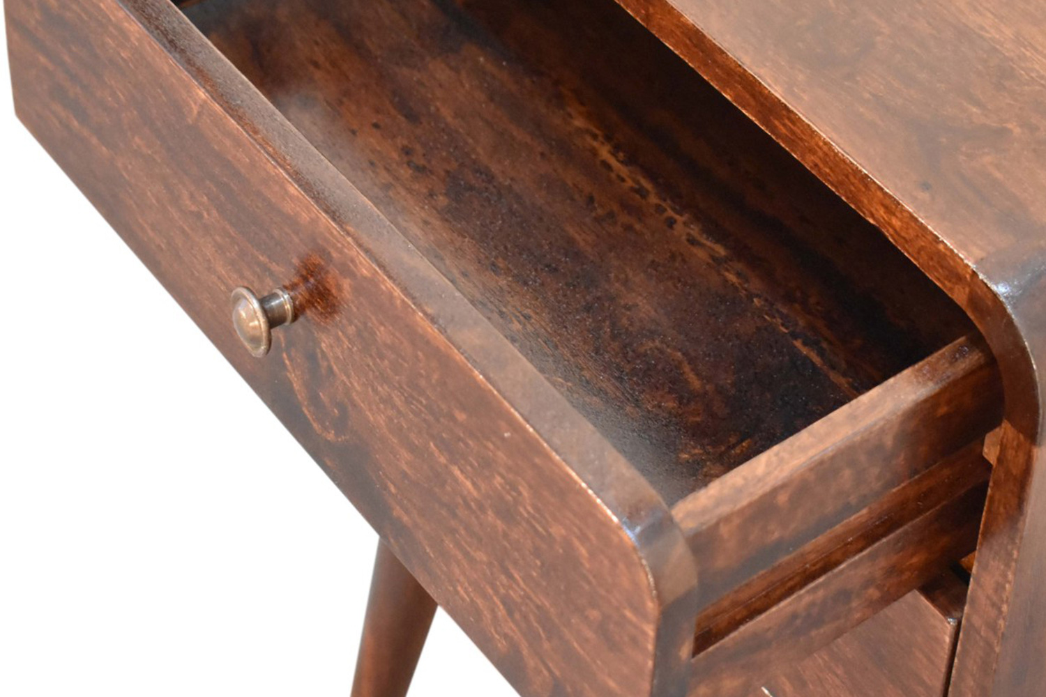 Artisan Curved Bedside - Dark Walnut