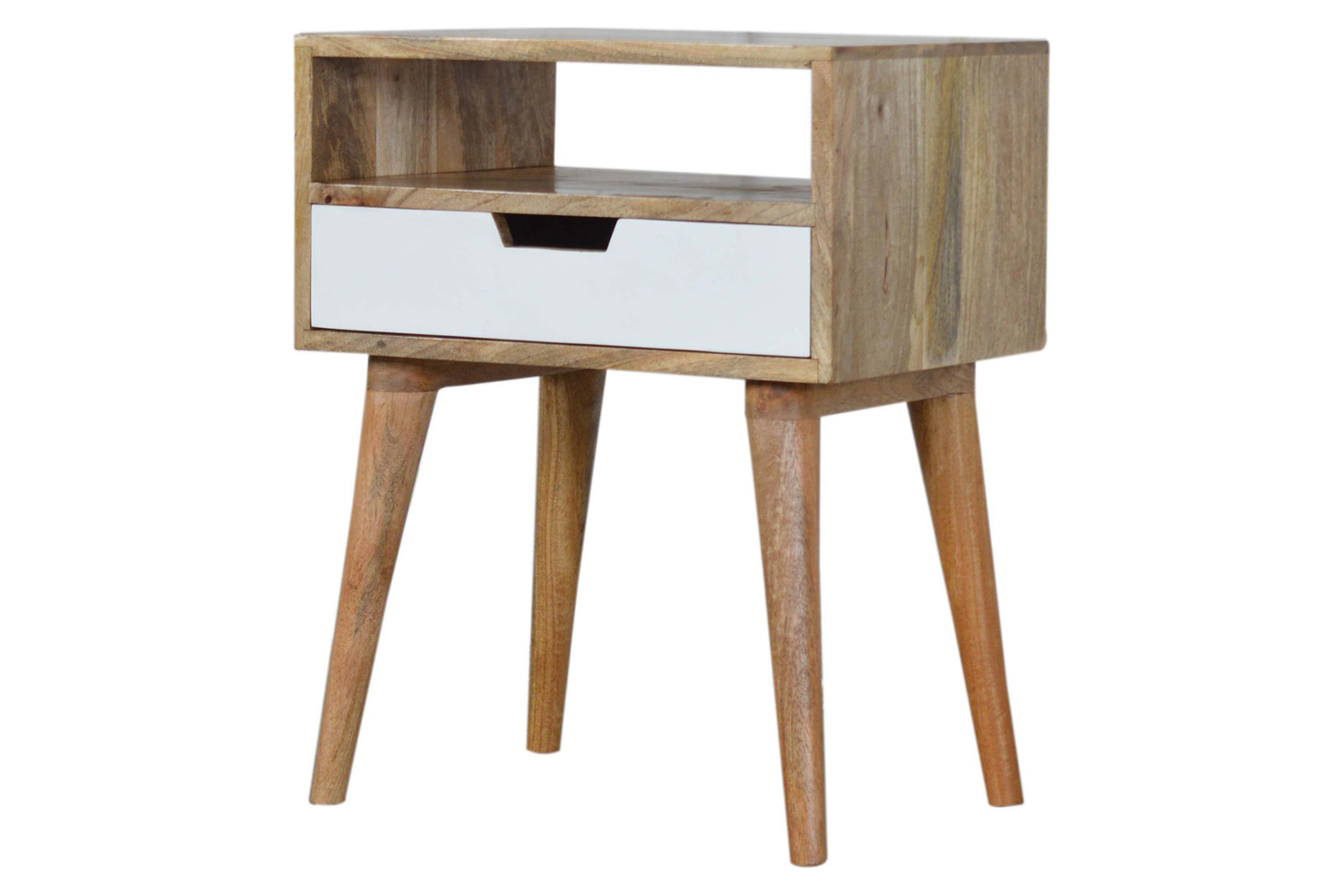 Artisan Bedside Table with Open Slot - White