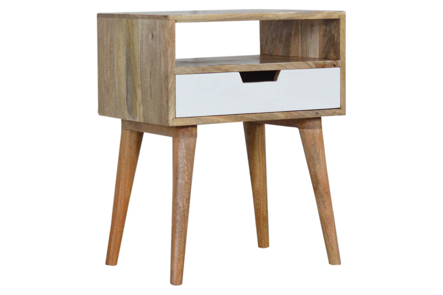 Artisan Bedside Table with Open Slot - White