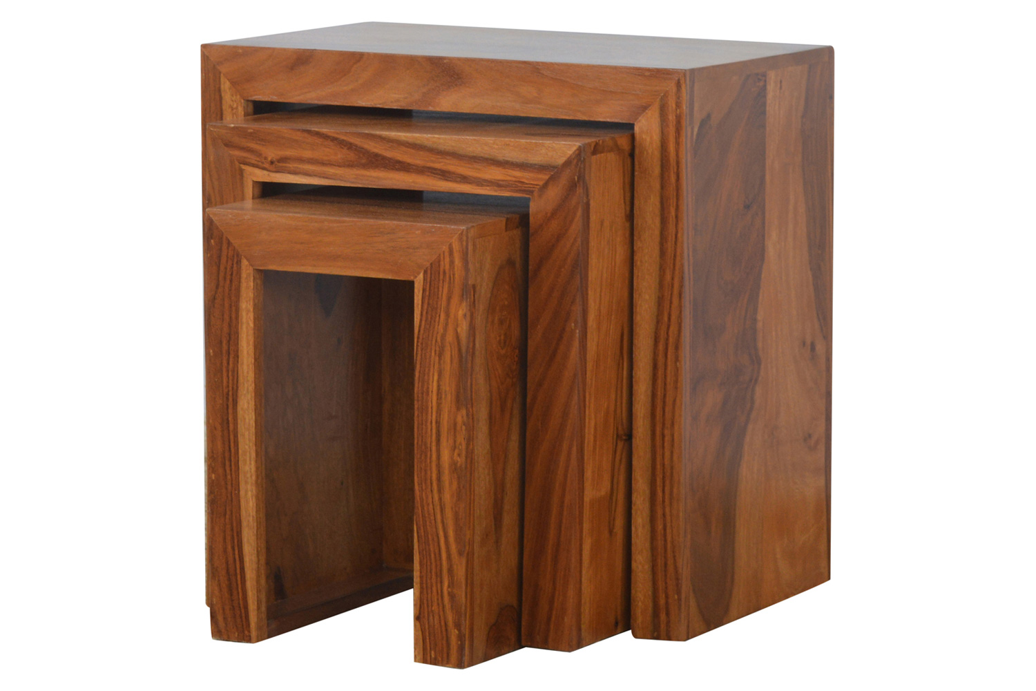 Artisan - Sheesham Wood Set of 3 Cubed Nesting Tables