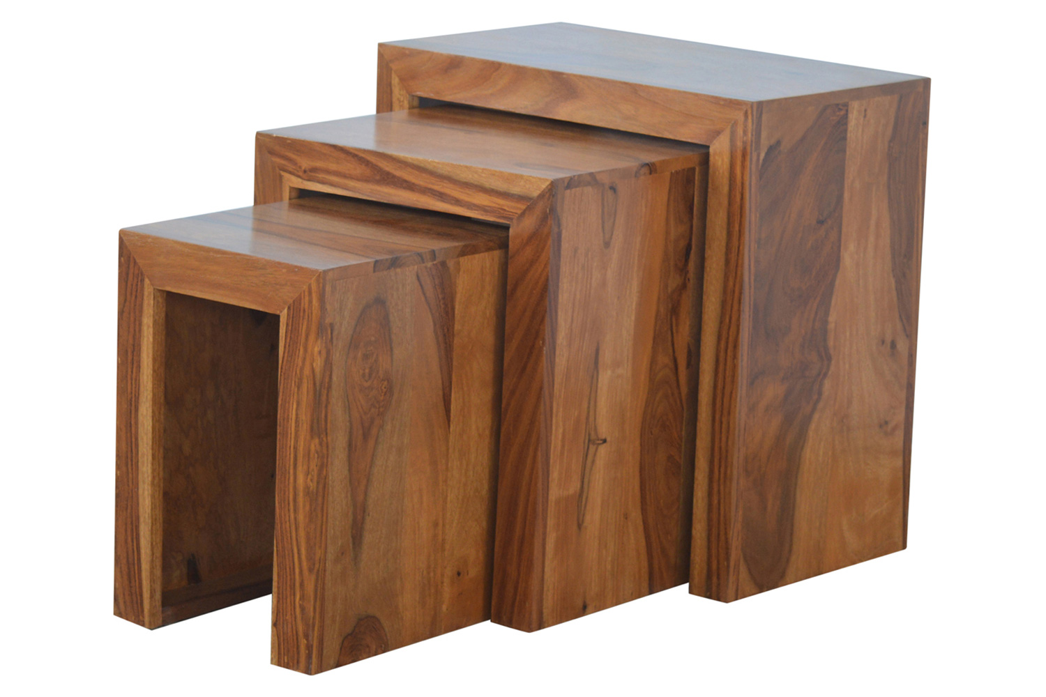 Artisan - Sheesham Wood Set of 3 Cubed Nesting Tables