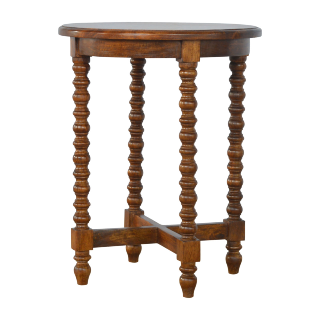 Artisan - Round Small Tea Table in Chestnut, Mango Wood