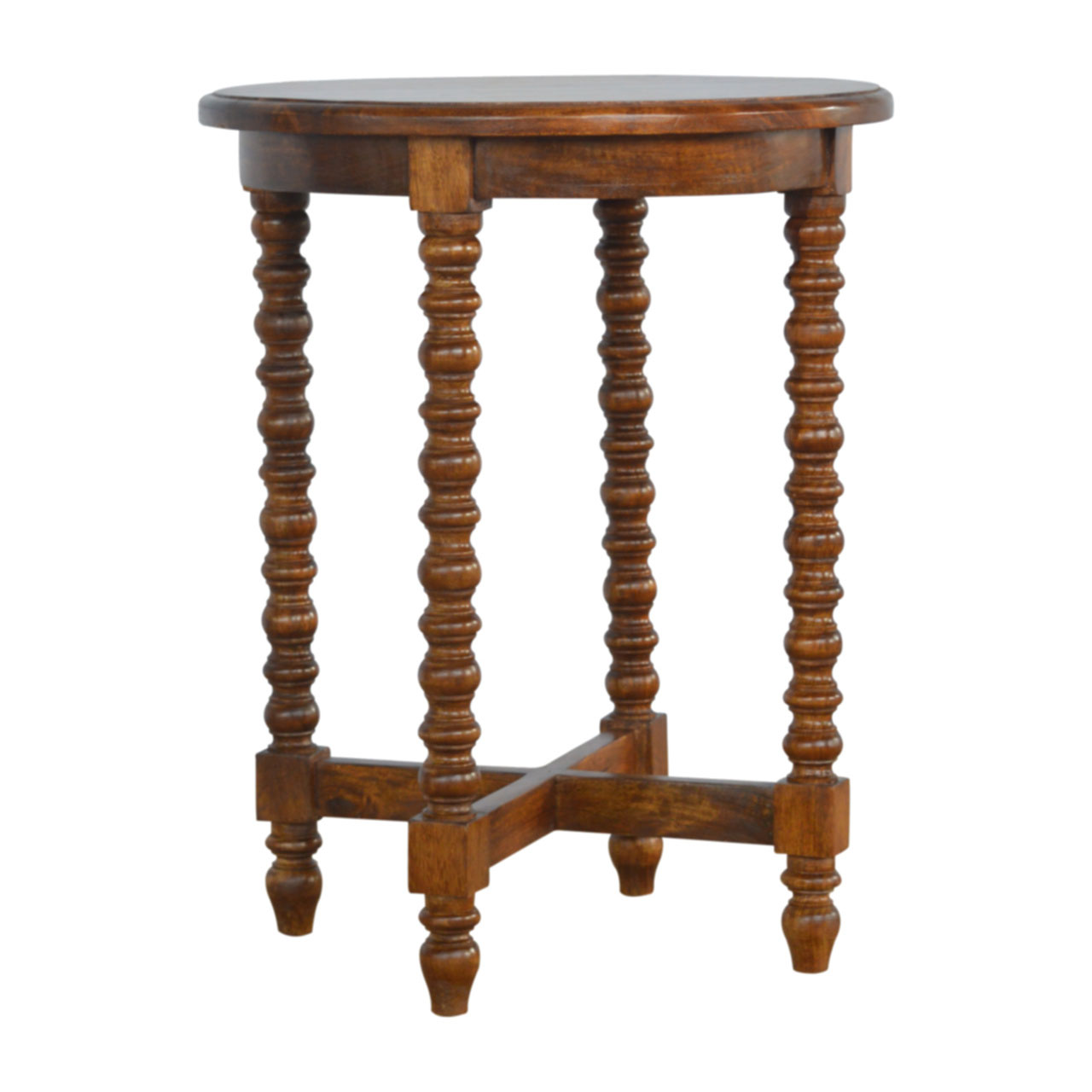 Artisan - Round Small Tea Table in Chestnut, Mango Wood