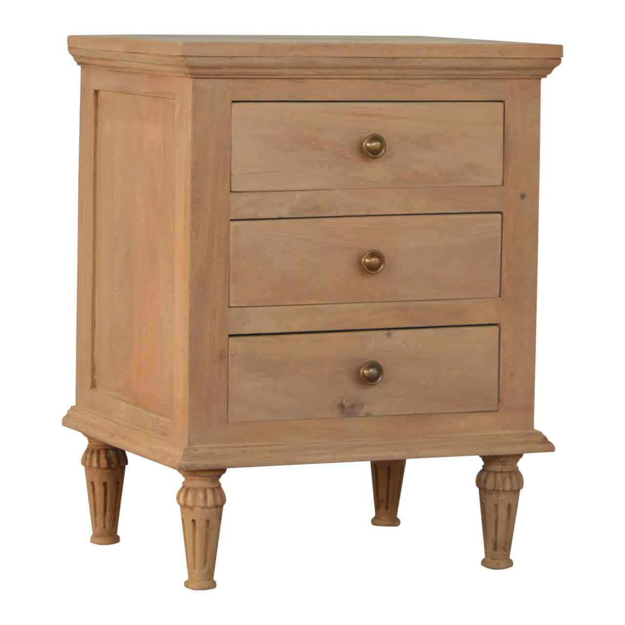 Artisan - Nightstand Table with 3 Drawers in Sun Bleach, Mango Wood