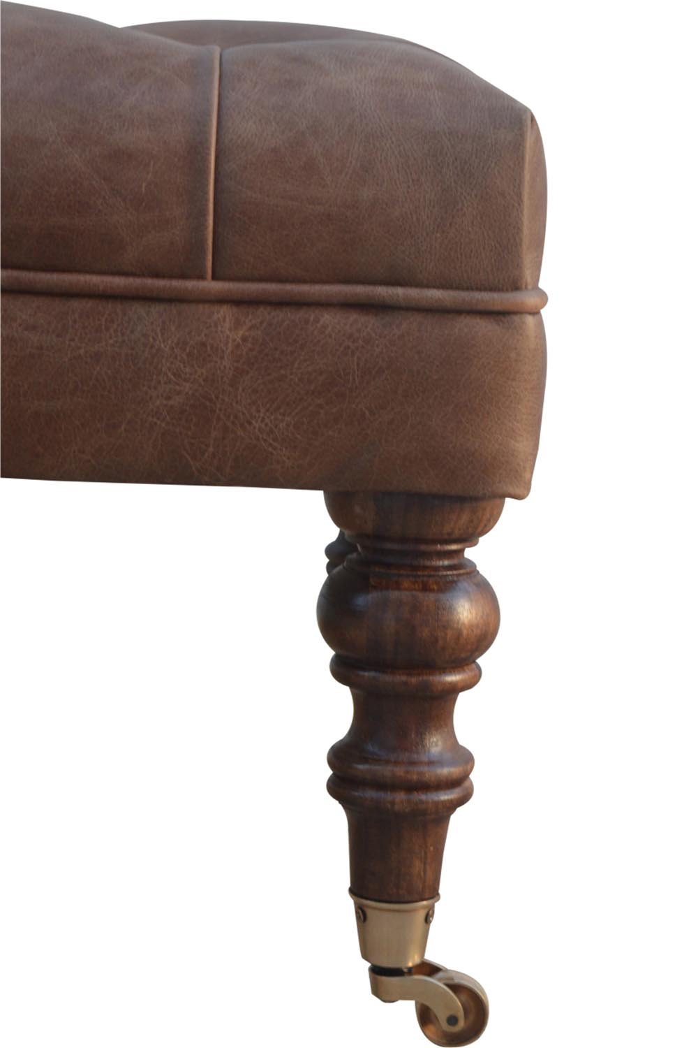 Artisan - Bench with Castor Legs in Buffalo Lether