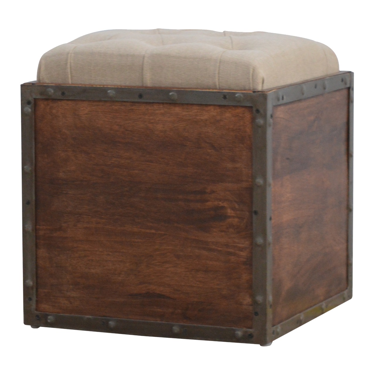 Artisan - Padded Storage Footstool in Iron