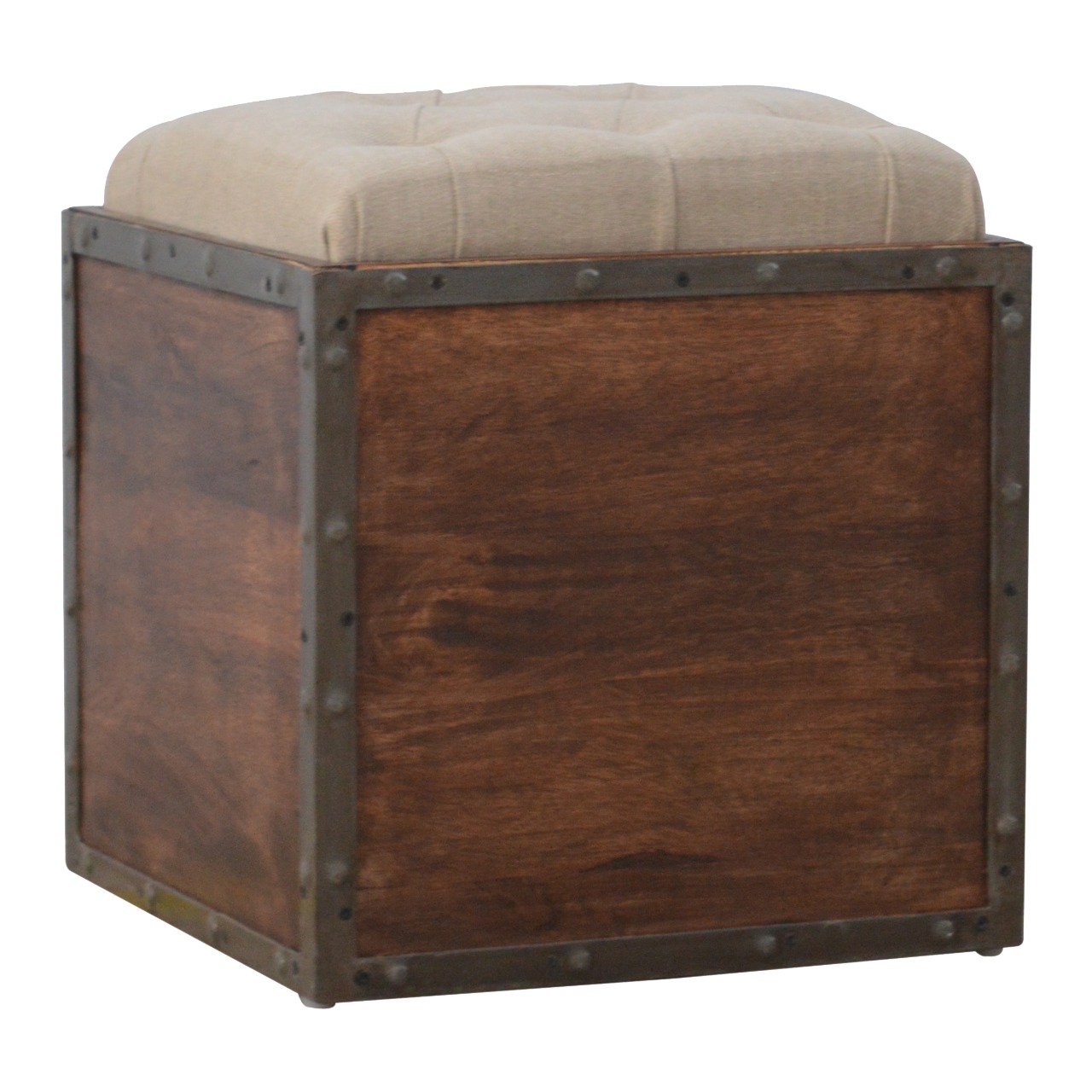 Artisan - Padded Storage Footstool in Iron