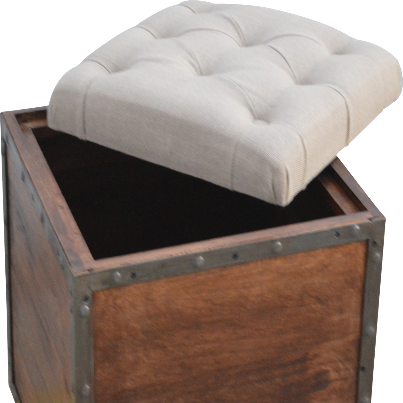 Artisan - Padded Storage Footstool in Iron