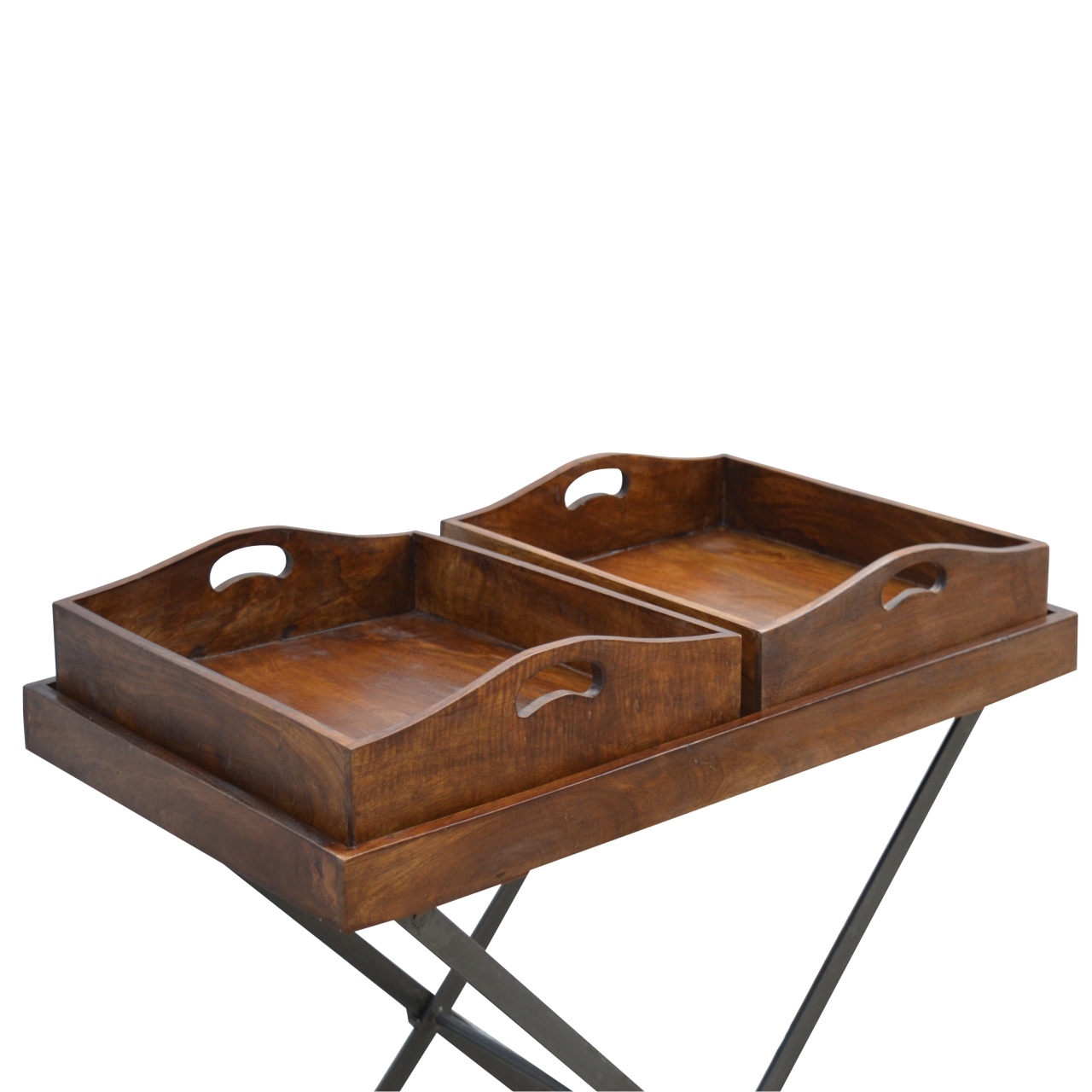 Artisan Industrial Butler Tray - Chestnut, Metal