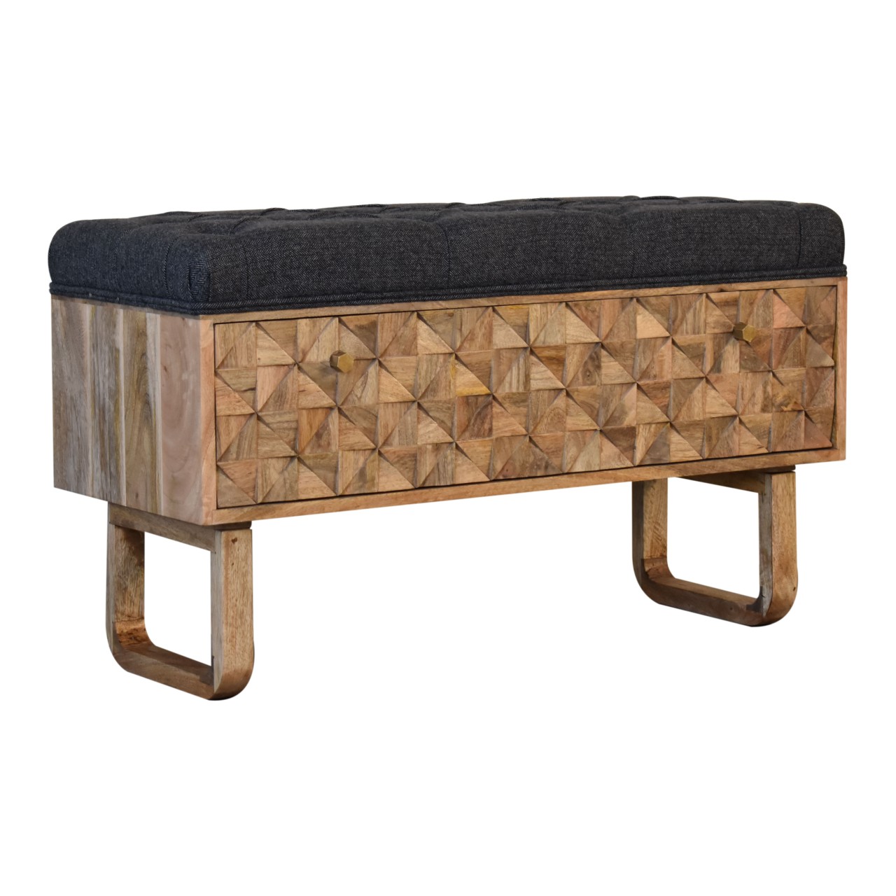 Artisan U-Pineapple Bench - Gray, Tweed