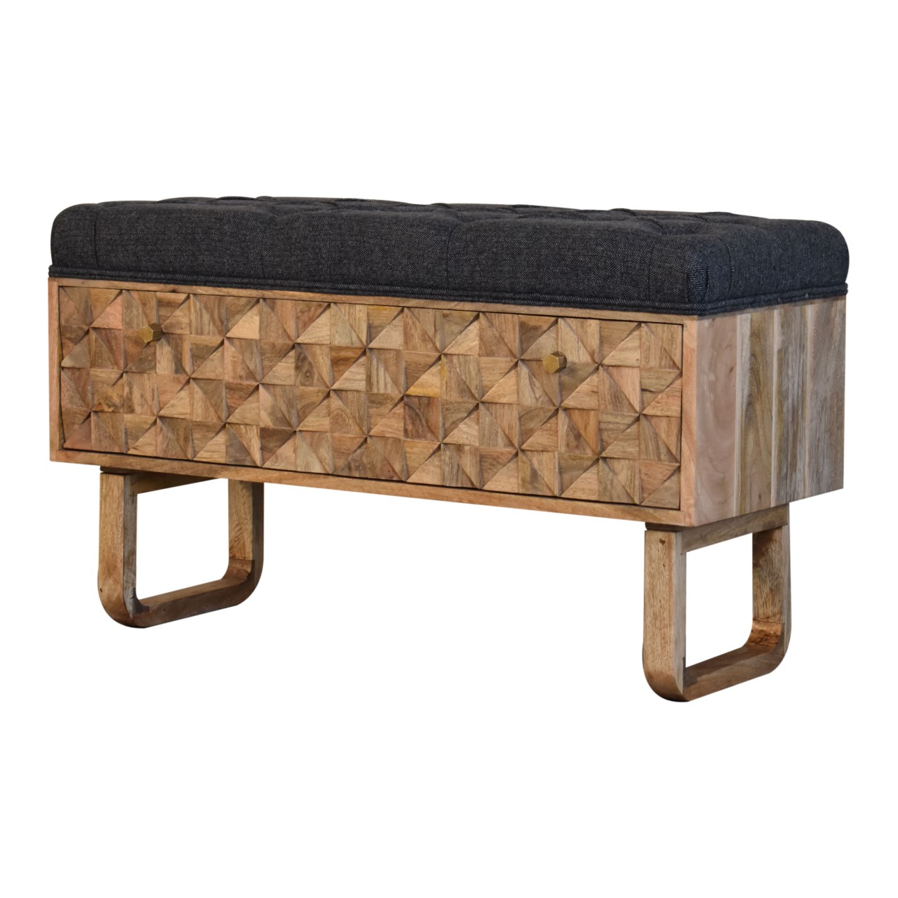 Artisan U-Pineapple Bench - Gray, Tweed