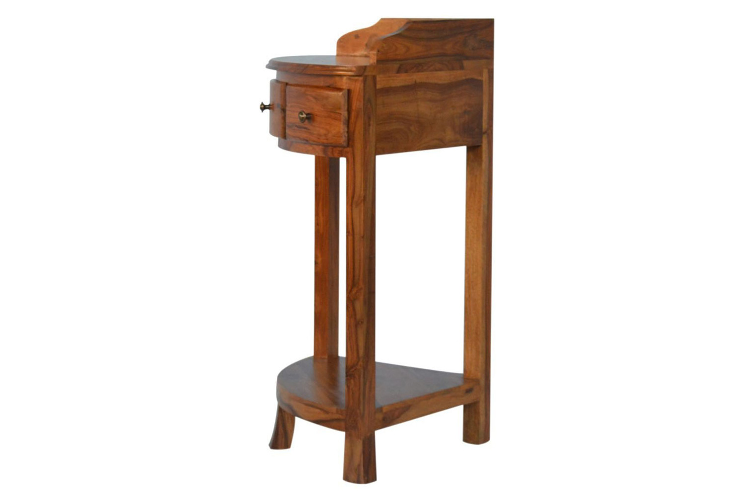 Artisan - Solid Sheesham Wood Corner Wash Stand with a Gallery Back