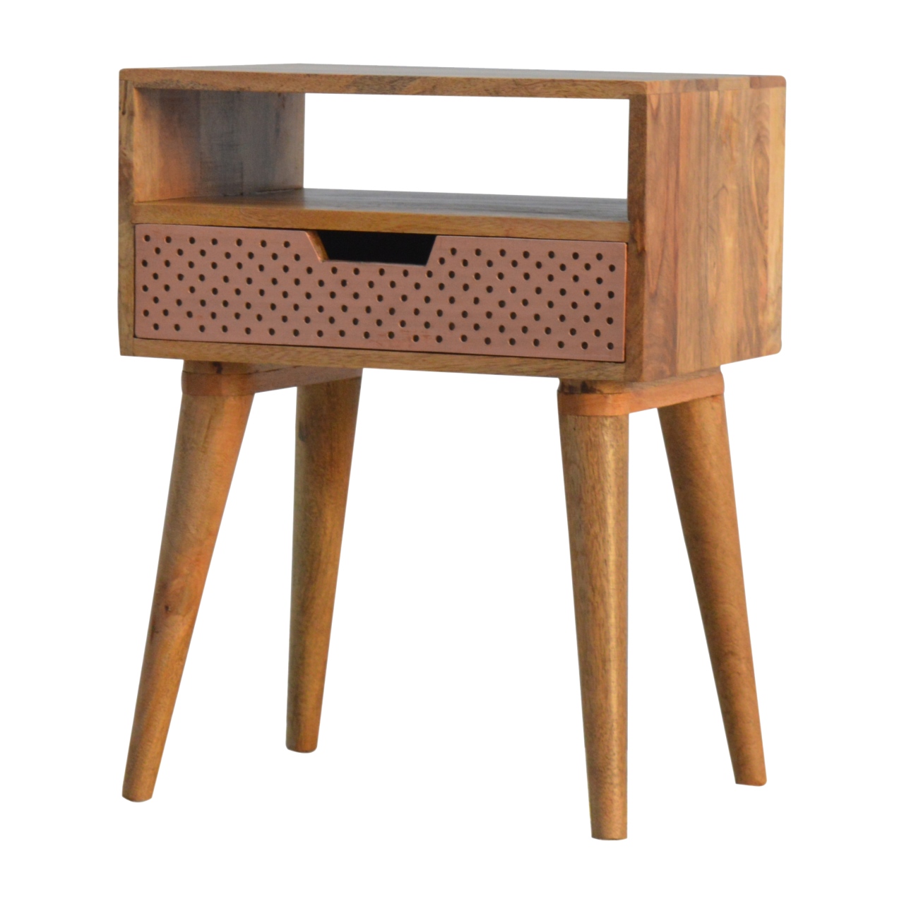 Artisan - Perforated Copper Nightstand with Open Slot in Copper