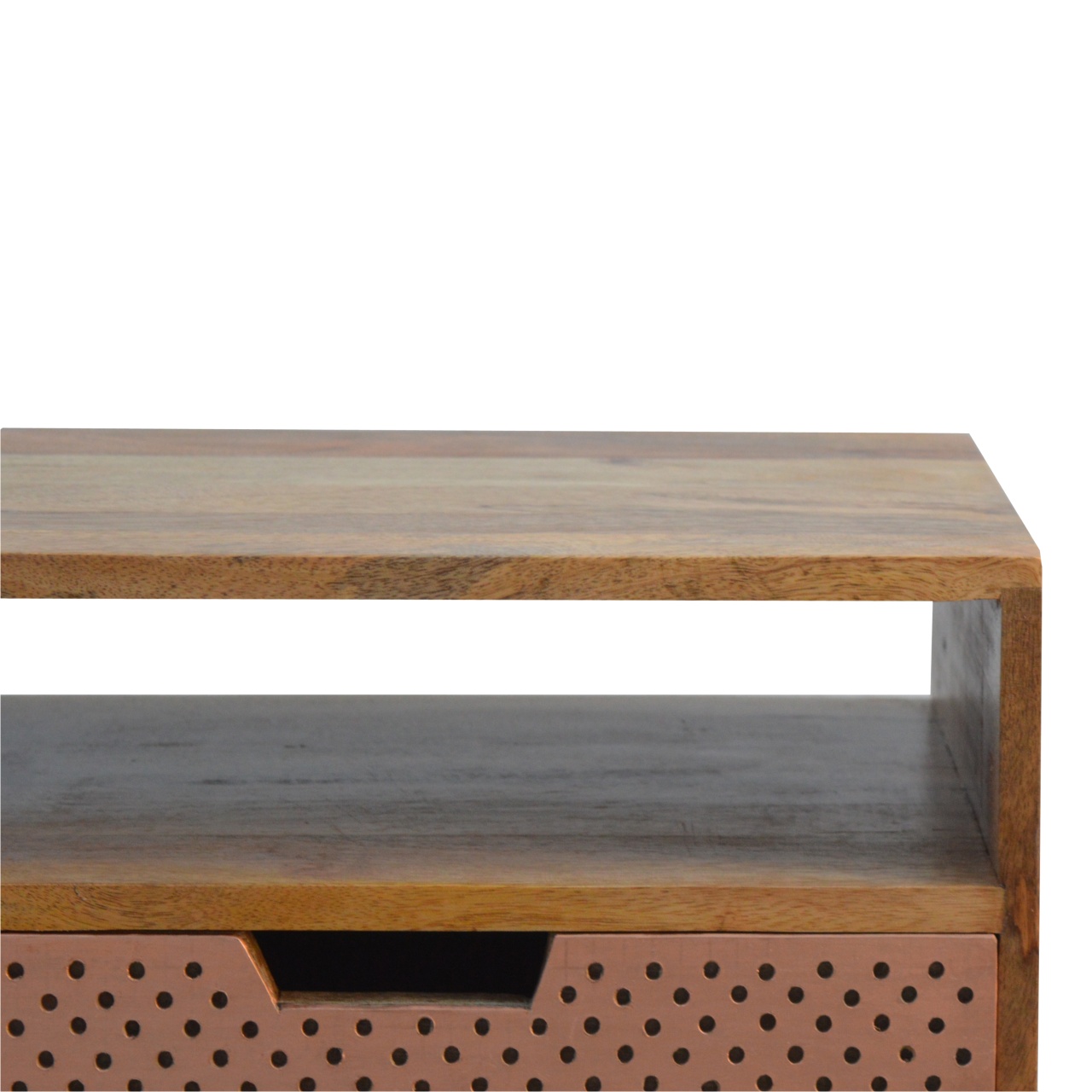 Artisan - Perforated Copper Nightstand with Open Slot in Copper