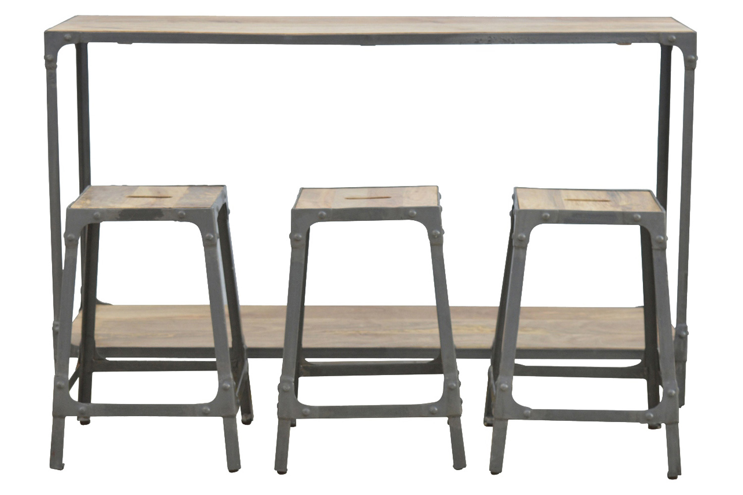 Artisan - Iron Kitchen Table with 3 Nesting Stools