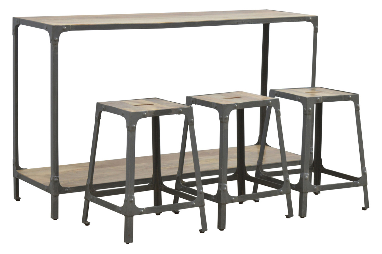 Artisan - Iron Kitchen Table with 3 Nesting Stools