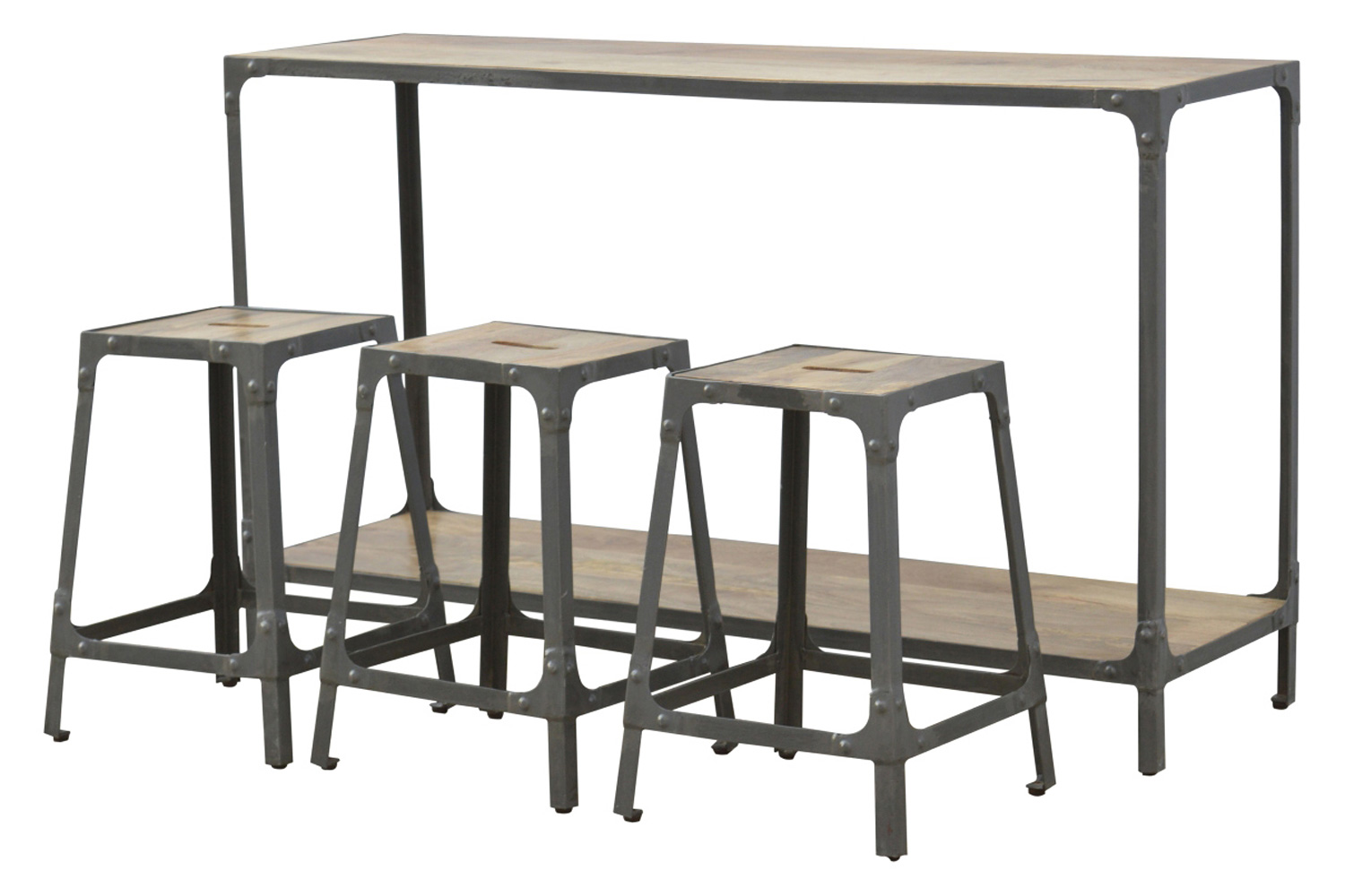 Artisan - Iron Kitchen Table with 3 Nesting Stools