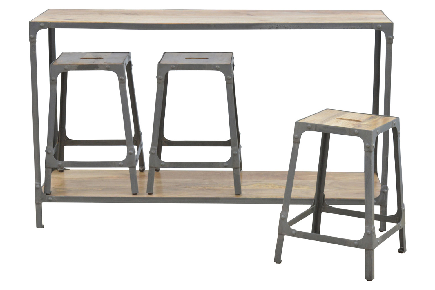 Artisan - Iron Kitchen Table with 3 Nesting Stools