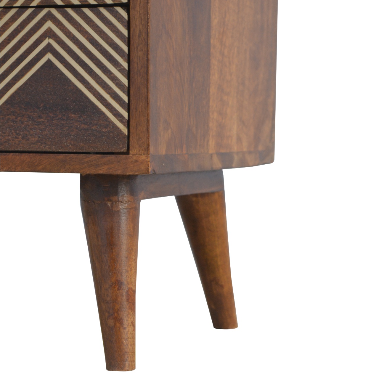 Artisan - Chevron Nightstand with 3 Drawer in Chestnut, Brass