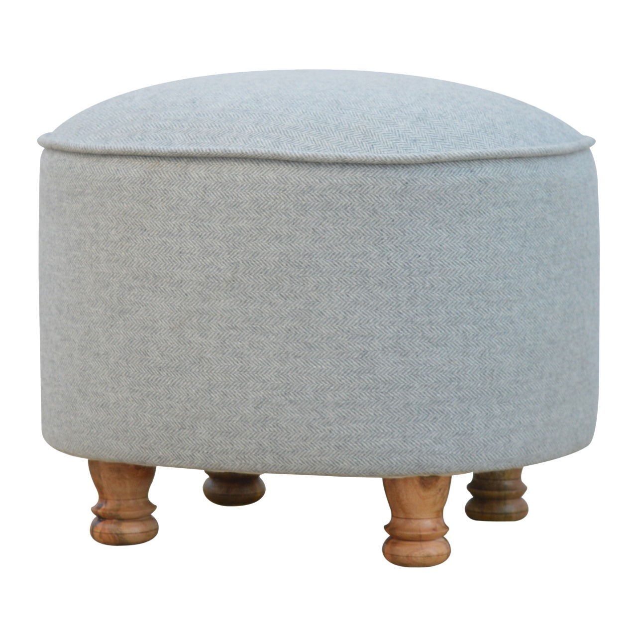 Artisan - Oval Footstool in Light Gray, Tweed