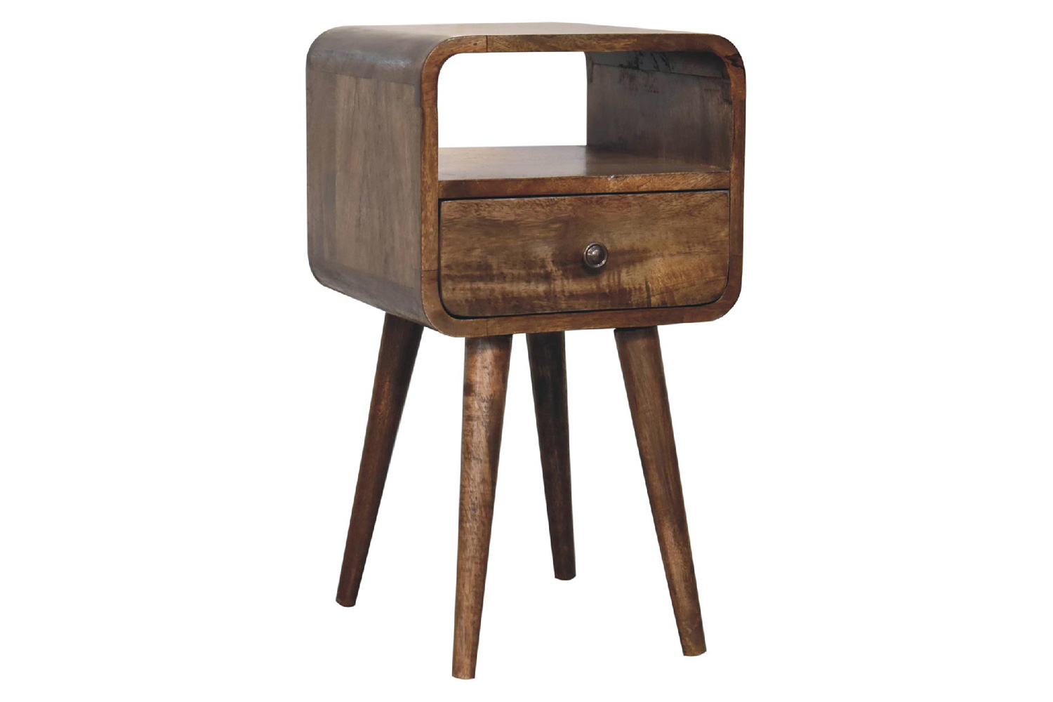 Artisan Curved Open Slot Mini Bedside - Gray Washed