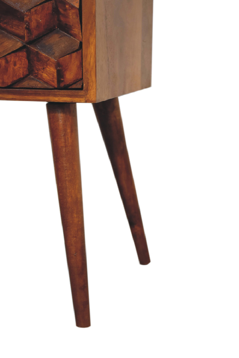 Artisan Cube Carved Mini Bedside - Chestnut