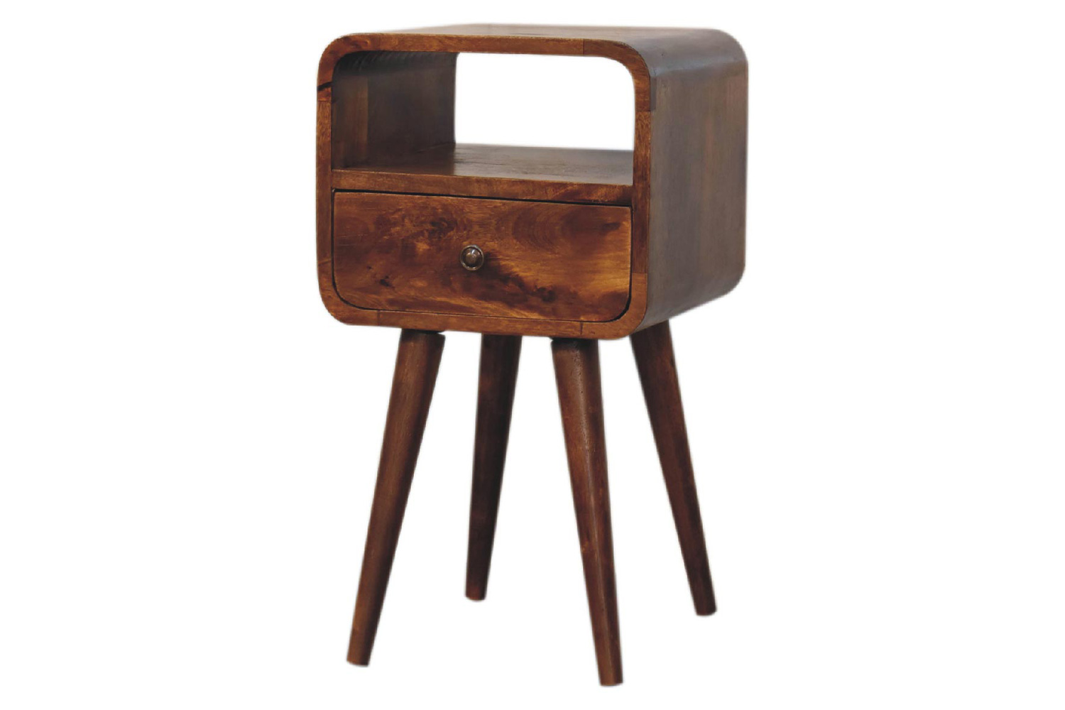 Artisan Curved Open Slot Mini Bedside - Chestnut