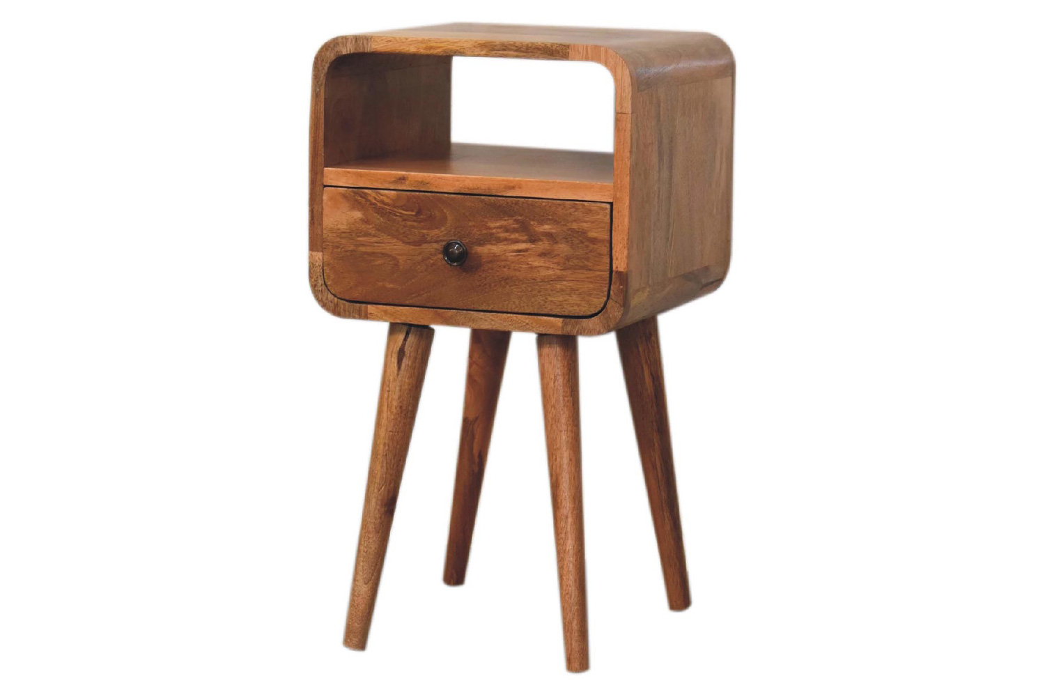 Artisan Curved Open Slot Mini Bedside - Oak-ish