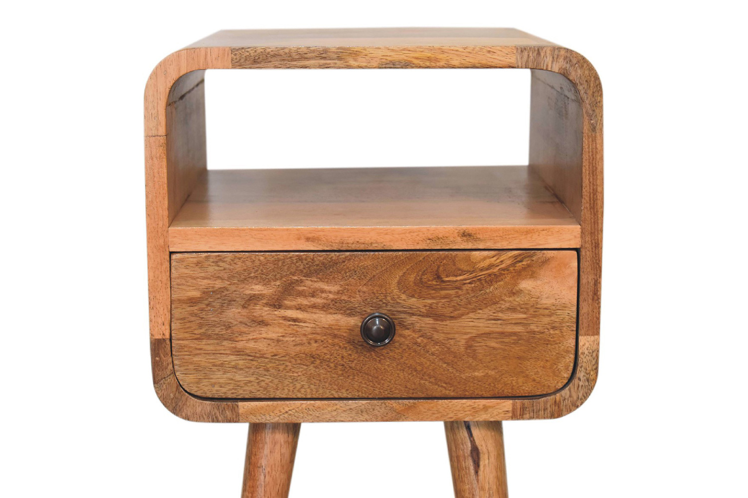 Artisan Curved Open Slot Mini Bedside - Oak-ish