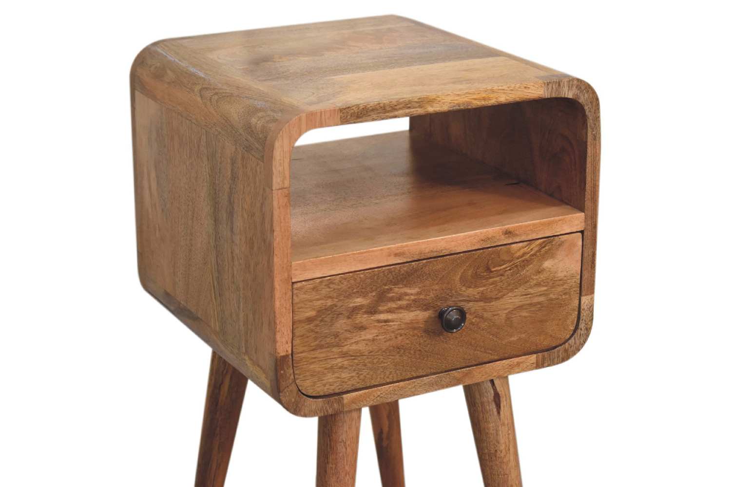 Artisan Curved Open Slot Mini Bedside - Oak-ish