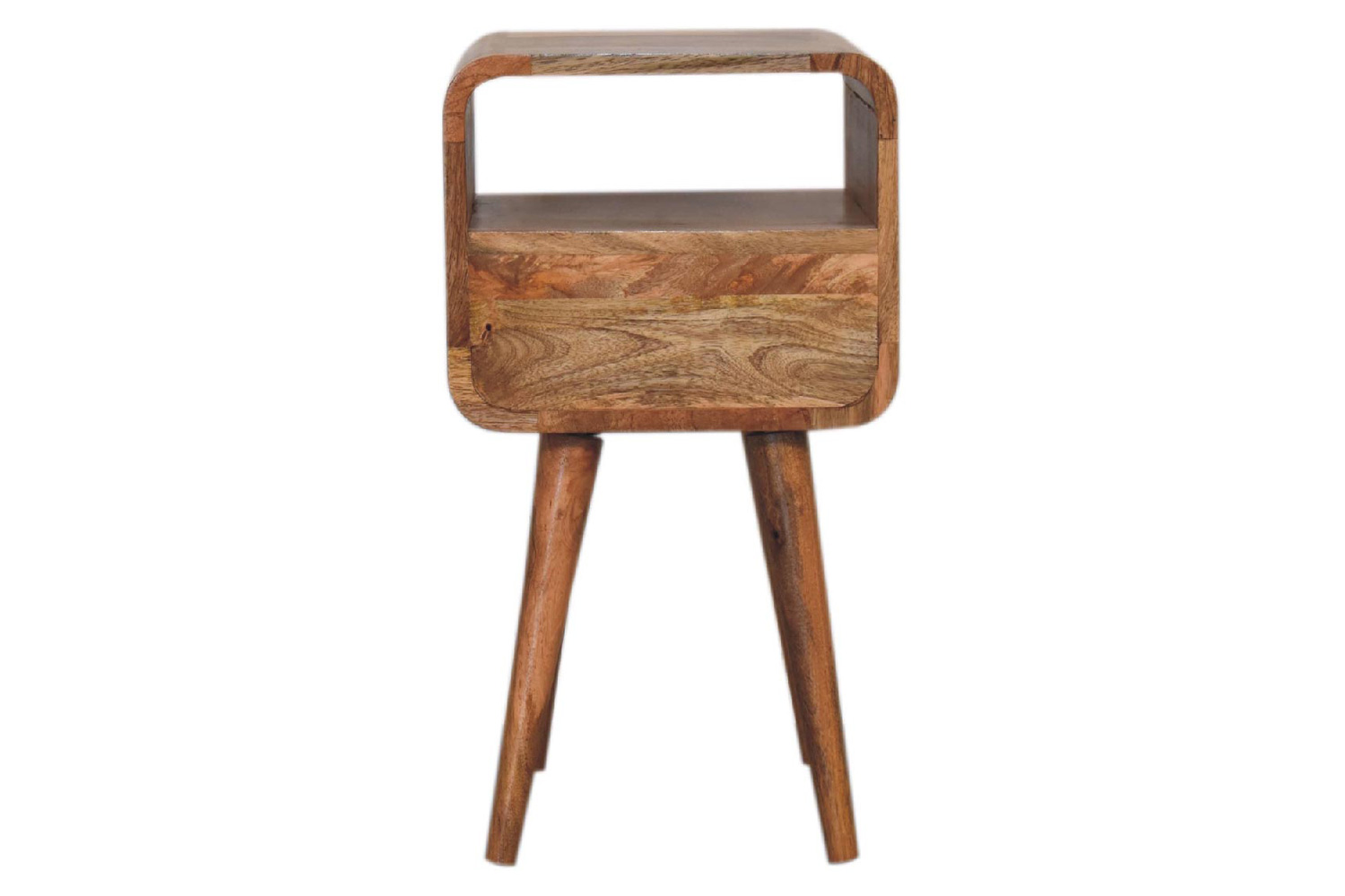 Artisan Curved Open Slot Mini Bedside - Oak-ish