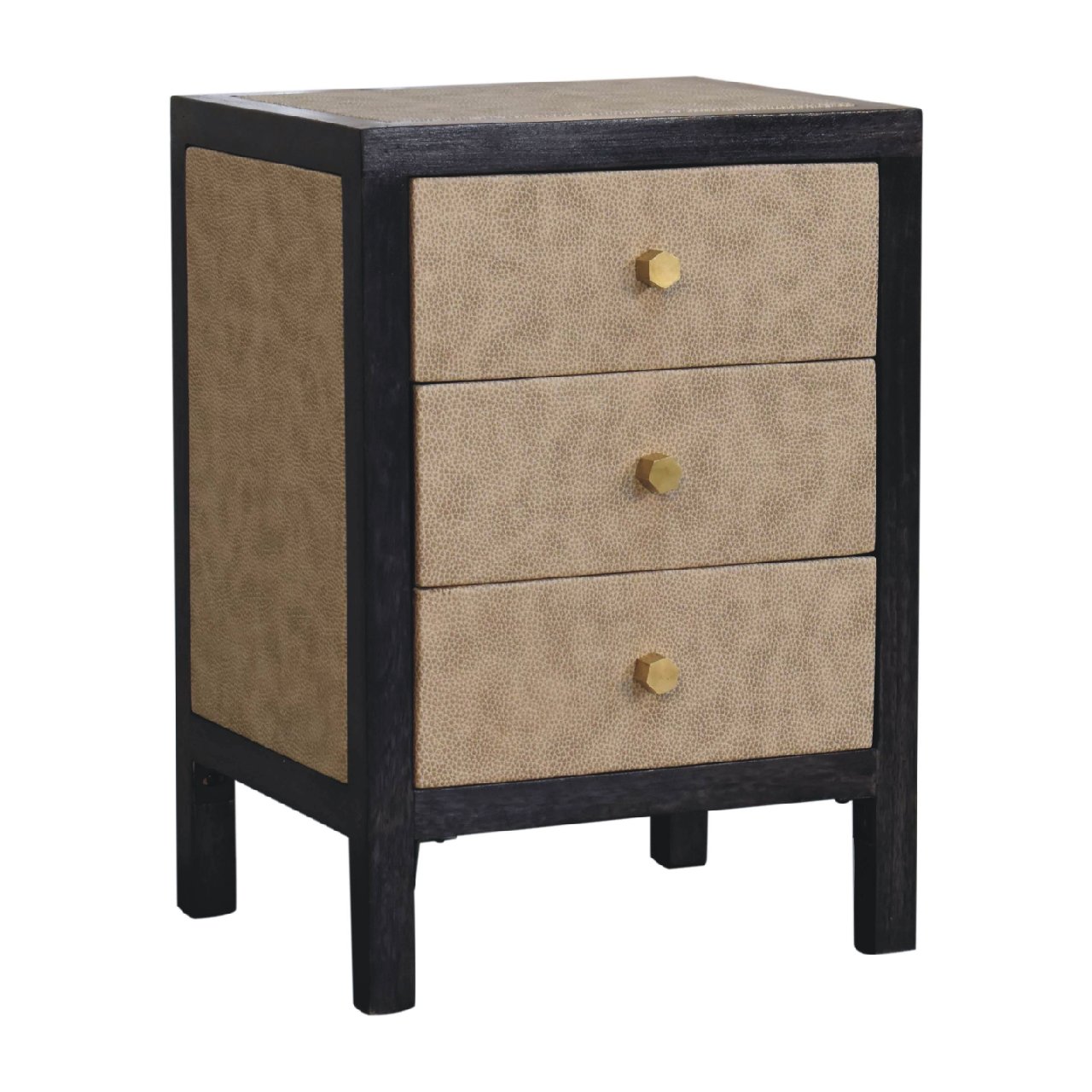 Artisan - Mini Nightstand in Ash Black, Faux Leather