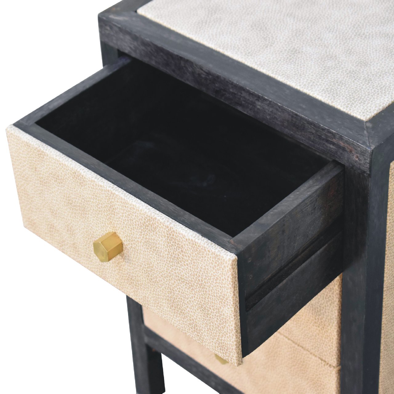 Artisan - Mini Nightstand in Ash Black, Faux Leather