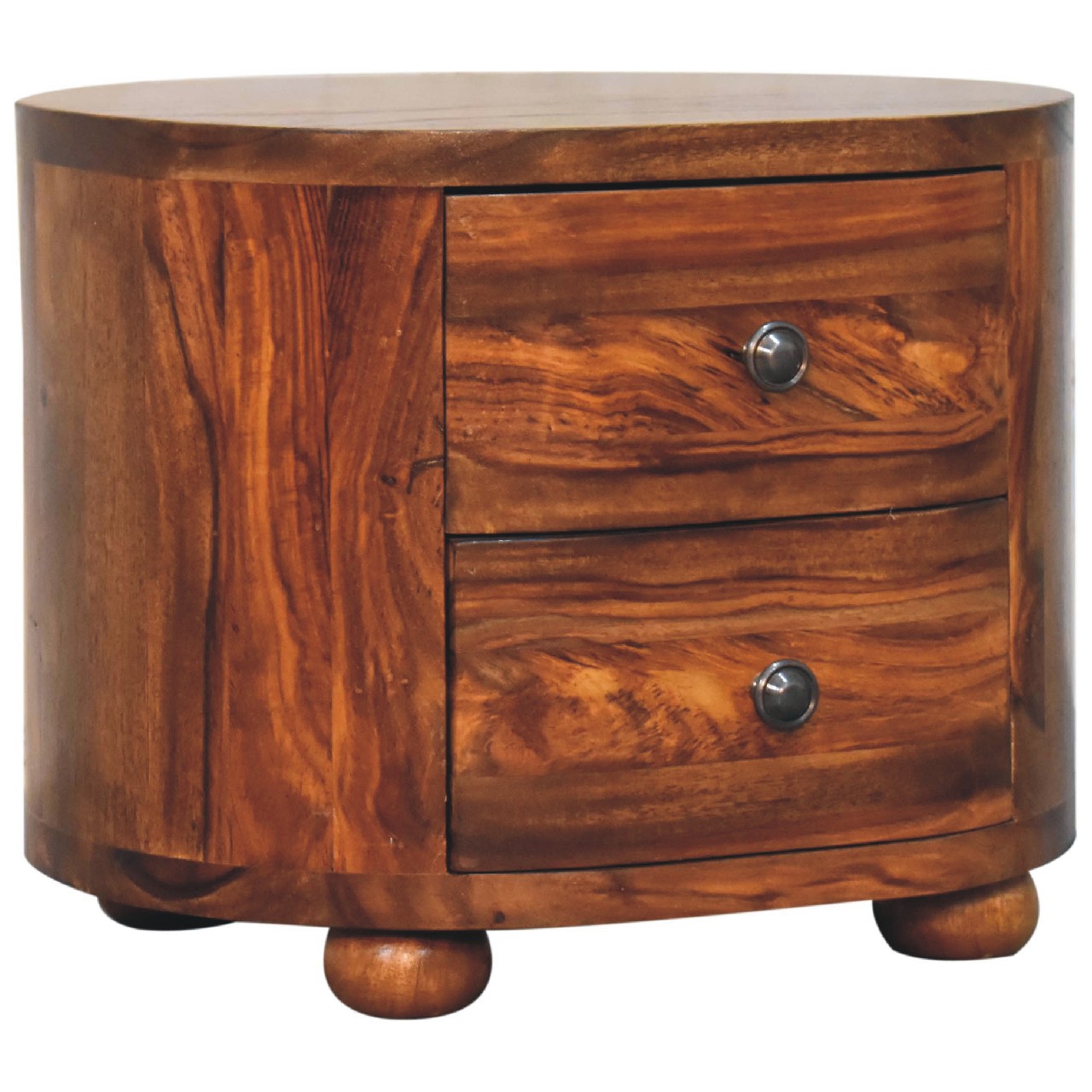 Artisan - Round Nightstand with Bun Feet in Honey