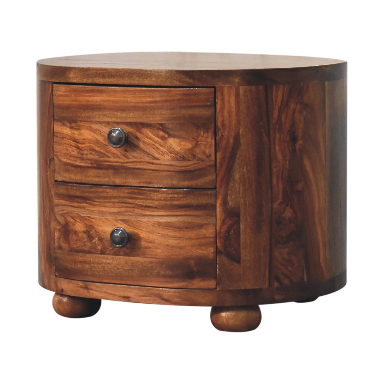 Artisan - Round Nightstand with Bun Feet in Honey