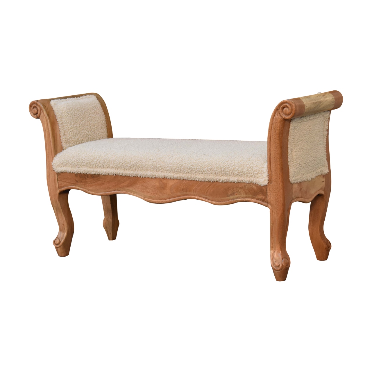 Artisan - French Style Bench in Cream, Boucle