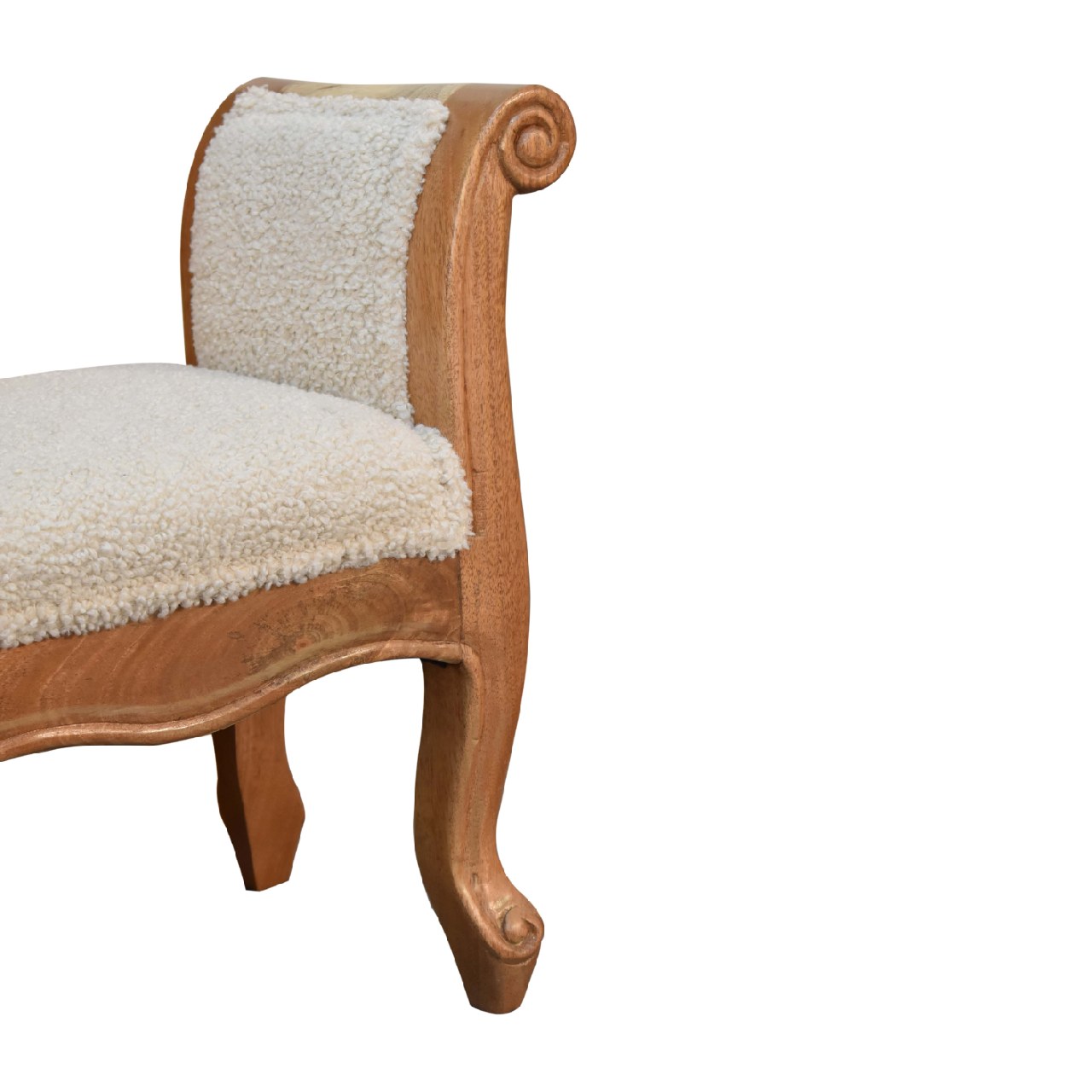 Artisan - French Style Bench in Cream, Boucle