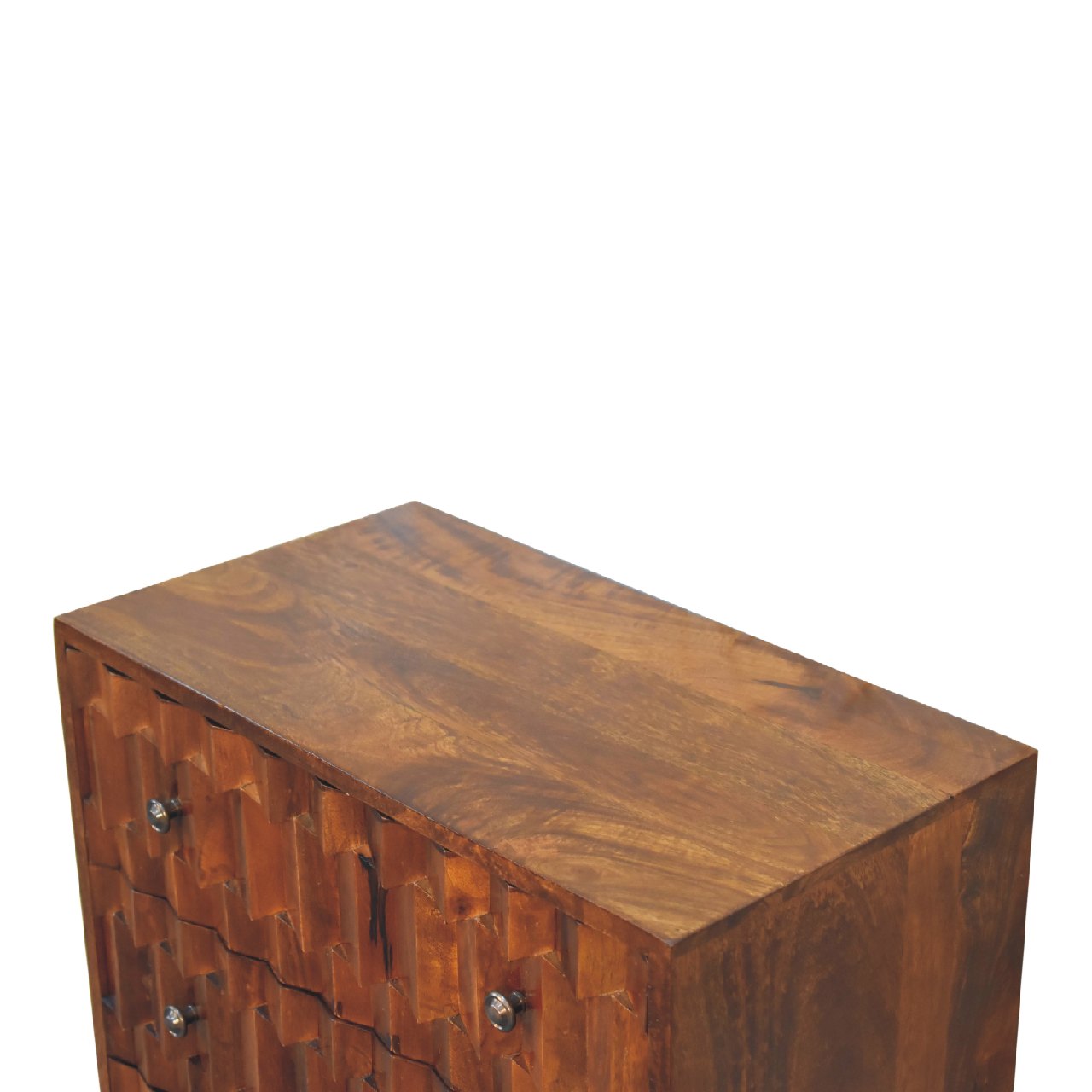 Artisan - Pineapple Carved Chest in Chestnut, Mango Wood