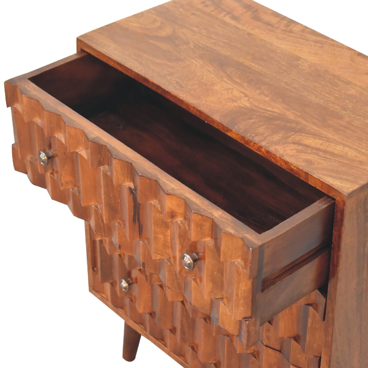 Artisan - Pineapple Carved Chest in Chestnut, Mango Wood