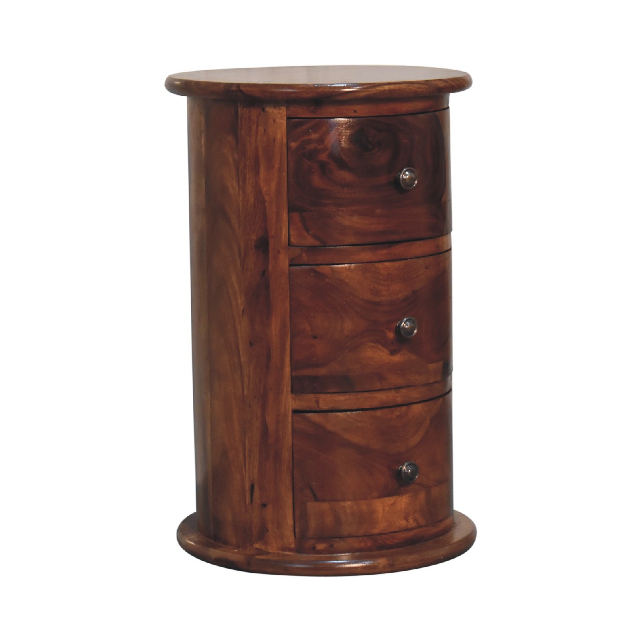 Artisan Sheesham Drum Chest with 3 Drawer - Chestnut