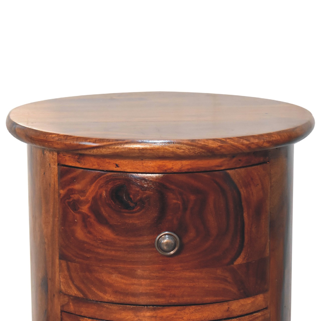 Artisan Sheesham Drum Chest with 3 Drawer - Chestnut