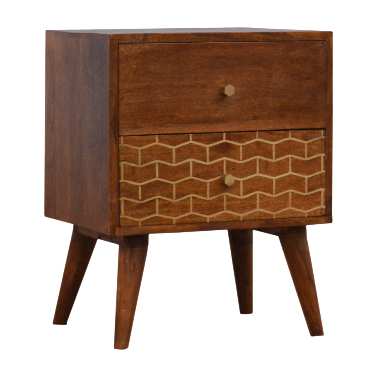 Artisan - Pattern Nightstand with 2 Drawer in Gold