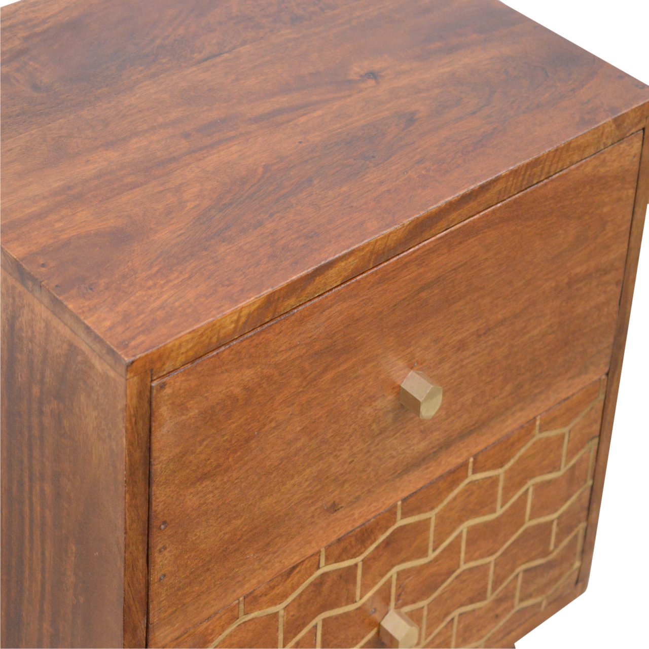 Artisan - Pattern Nightstand with 2 Drawer in Gold