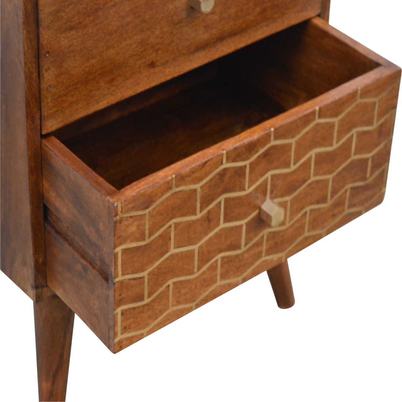 Artisan - Pattern Nightstand with 2 Drawer in Gold