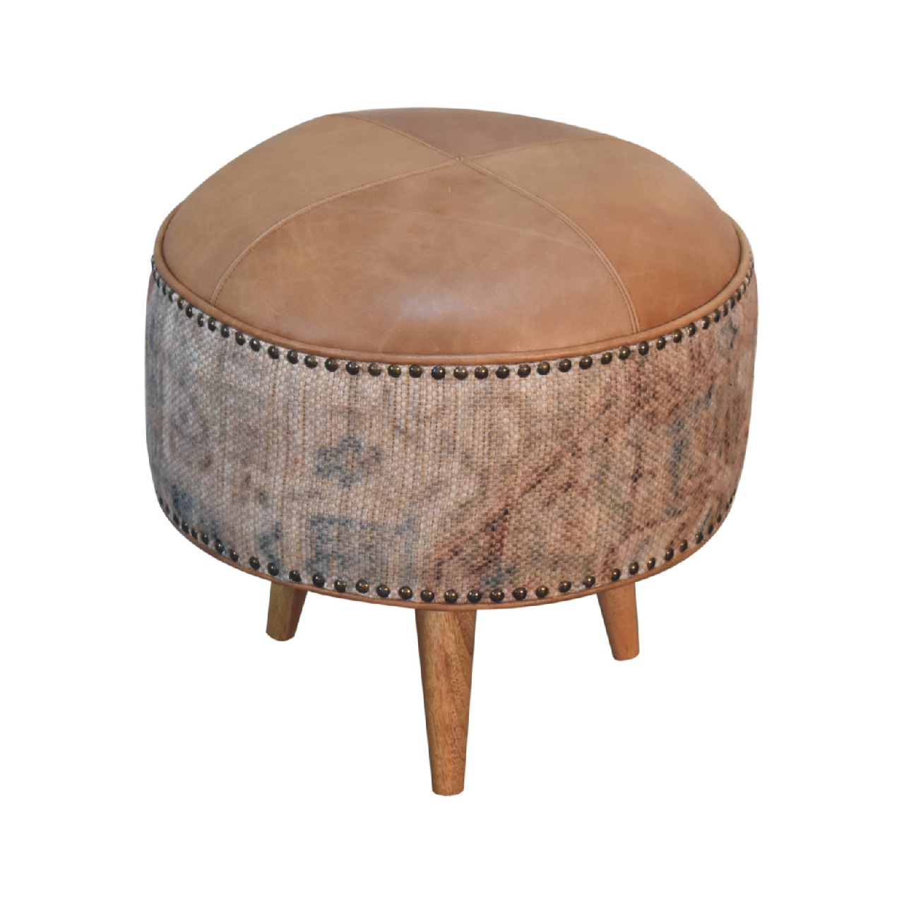 Artisan Haven Durrie Round Footstool